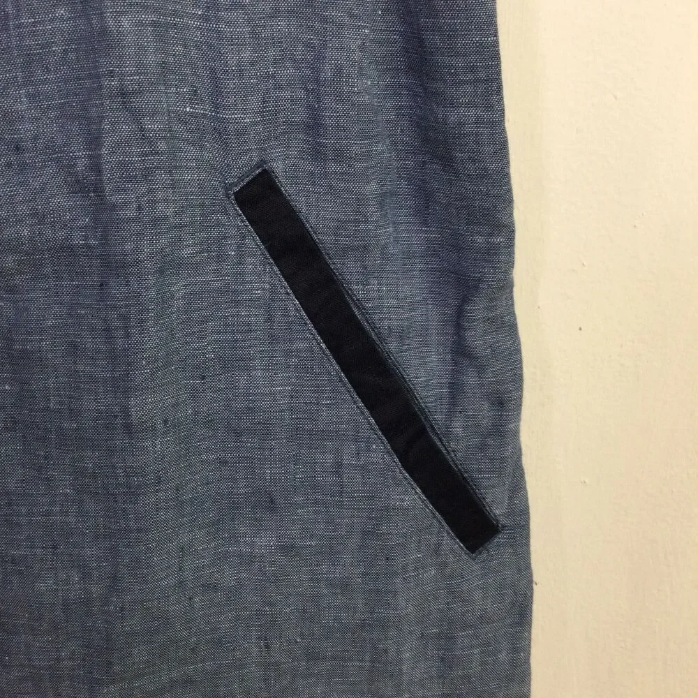 J. Jill Women's Seamed Love Linen Dress V-Neck Pullover Sleeveless Blue Size S - Picture 6 of 16